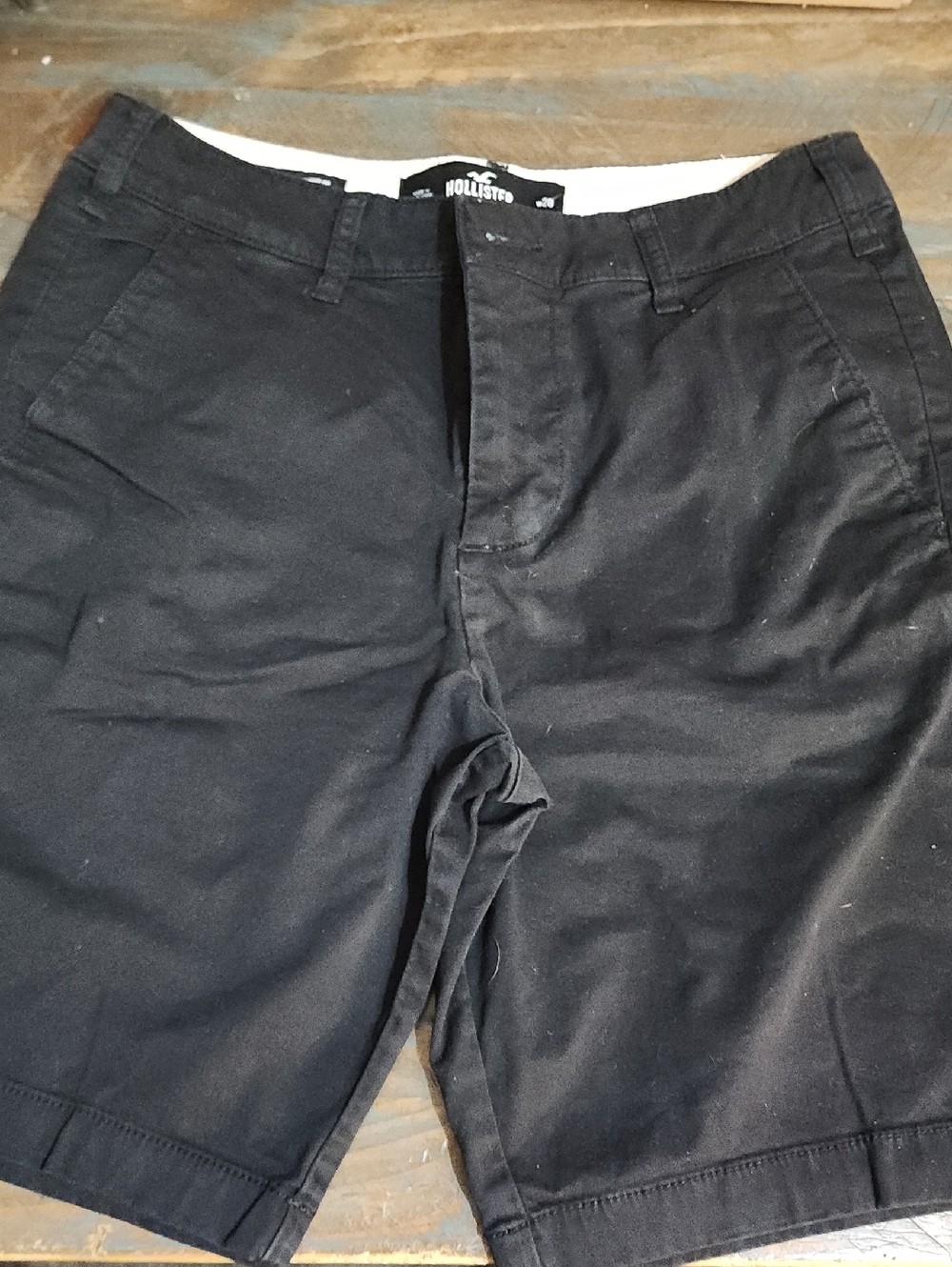 Hollister Men's Black Flat Front Chino Shorts Epic Flex W28